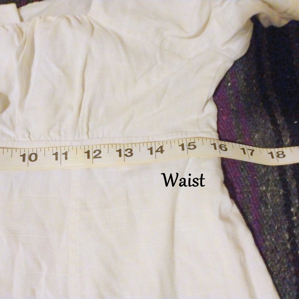 Very J White Linen Blend Peasant Dress L Boho Prairie Coastal Cowgirl Romantic - Picture 8 of 11